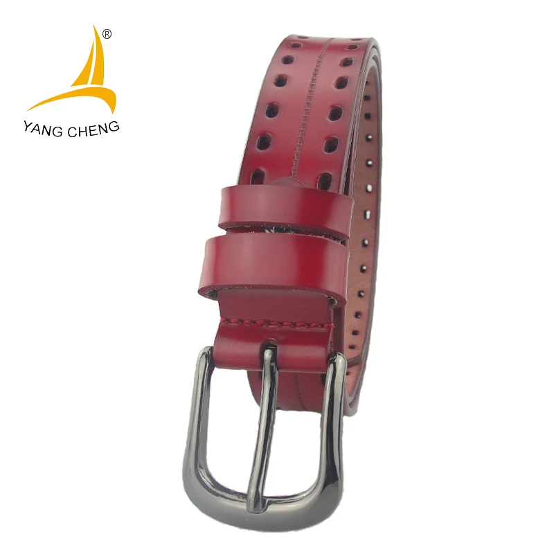 [CNYANGCHENG] 3cm red holes soft leather women belts designer belts