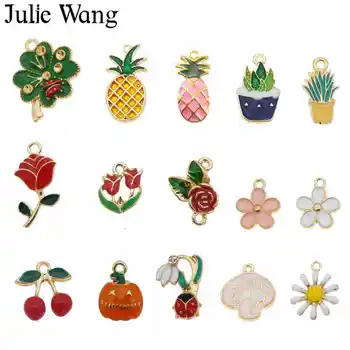 

Julie Wang 10PCS Randomly Send Enamel Flowers Plant Fruit Ladybug Charms Bracelet Necklace Alloy Jewelry Making Accessory