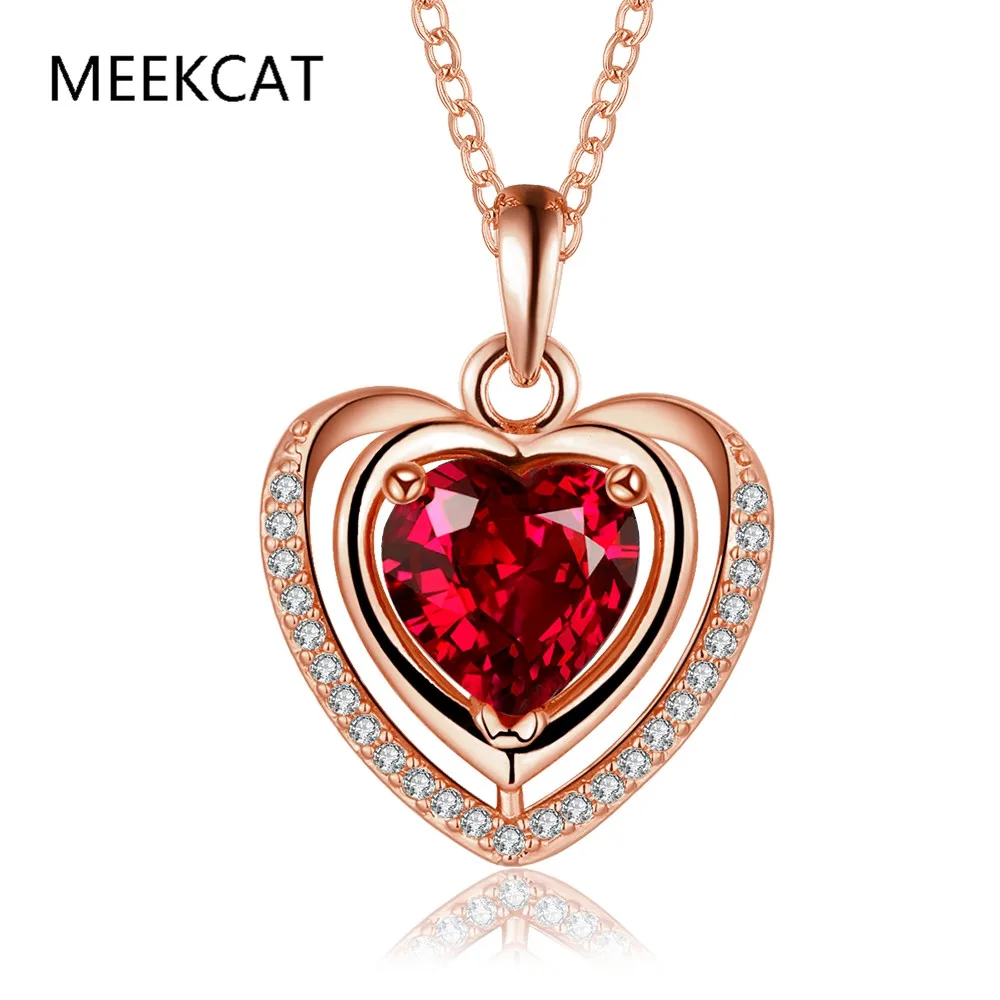 

MEEKCAT Mother Day Necklace Jewelry Heart Shape Pendant Necklace Love Mom Necklace Rose Gold Color Necklace Colar de Ouro Gift
