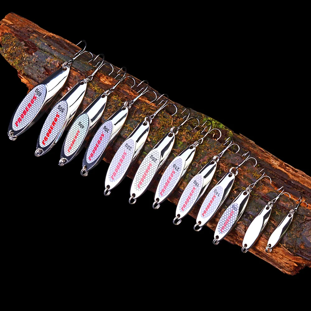 1 Pcs High Quality 3g-60g Sequined Silver Spoon Lure Fishing Baits Sea Lures Tool Wobblers Spinner Fishing Treble Fishing Hook