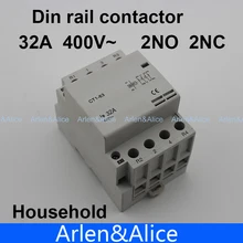 CT1 4P 32A 2NC 2NO 220V 400V~ 50/60HZ Din rail бытовой ac Контактор В соответствии с стандартом