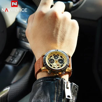 

Naviforce Watches Men Leather Men's Quartz 24 Hour Date Clock Analog Quartz Man Watch Sports Military relogio hombre 9139