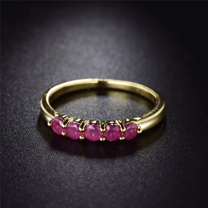 BUDONG, модный кубический цирконий, браслет для женщин, золотого цвета, кольца, Круглый, обручальное кольцо, роза, красный кристалл, свадебные украшения R081