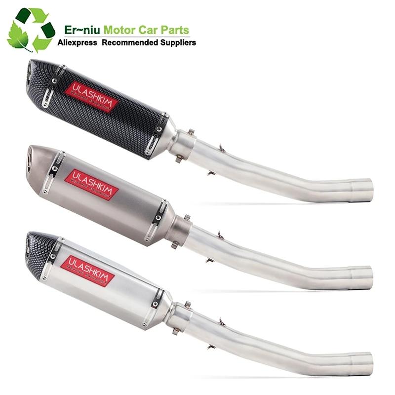 

ZX6R ZX-6R Motorcycle Exhaust Full system middle bend pipe + Muffler Slip-on for Kawasaki ZX-6R ZX6R 2008 to 2014