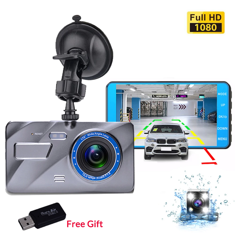 Dash Cam New Dual Lens Car DVR Camera Full HD 1080P IPS Front+Rear Camera Video Registrars G-Sensor Night Vision Dash Cam