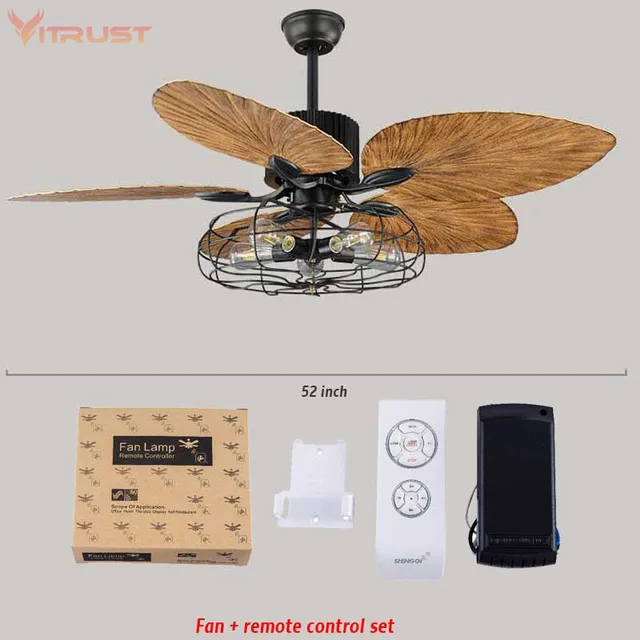 42 52 Inch Tropical Ceiling Fan Five Palm Leaf Blades Damp Rated Ceiling Fan Five Palm Leaf Blades