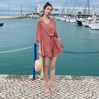 

new arrival fashion temperament women sets solid outdoor comfortable suit and casual shorts work style trend lovely 3 pieces set