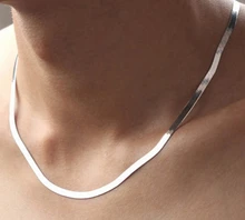 100% 925 Sterling Silver Necklace Unisex Flat Snake Link Chain Lobster Clasp Collares Necklaces For Women Men Gift Jewelry unisex necklaces 925 silver lobster clasp necklaces for women men fashion jewelry