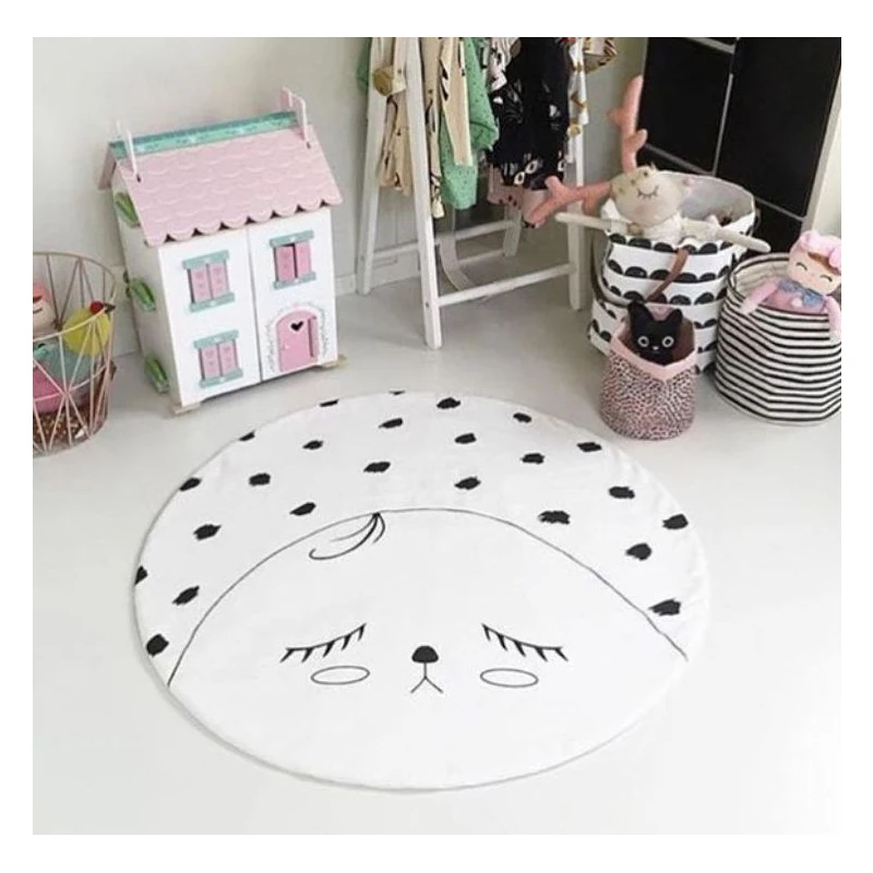 

Cute Face Design Children Padded Play Mats Rugs Nursery Baby Bedding Blanket Round Crawling Mat Cotton Kids Room Floor Carpet