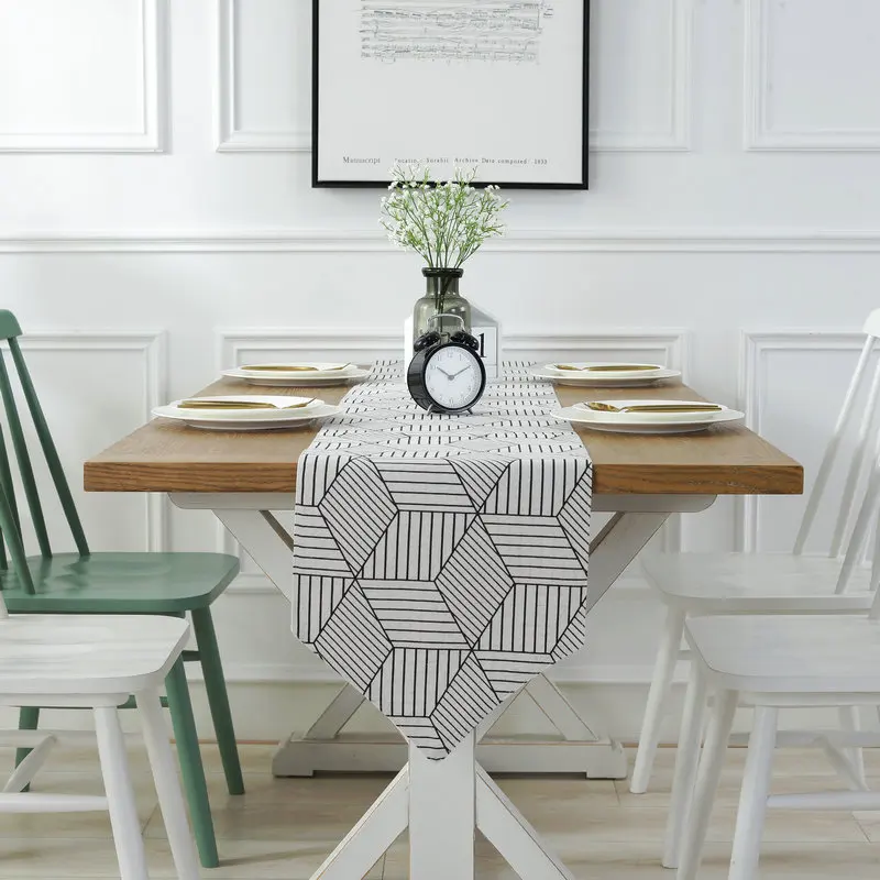 Geometric Table Runner Diamond Check Double Layer Table Runners Modern