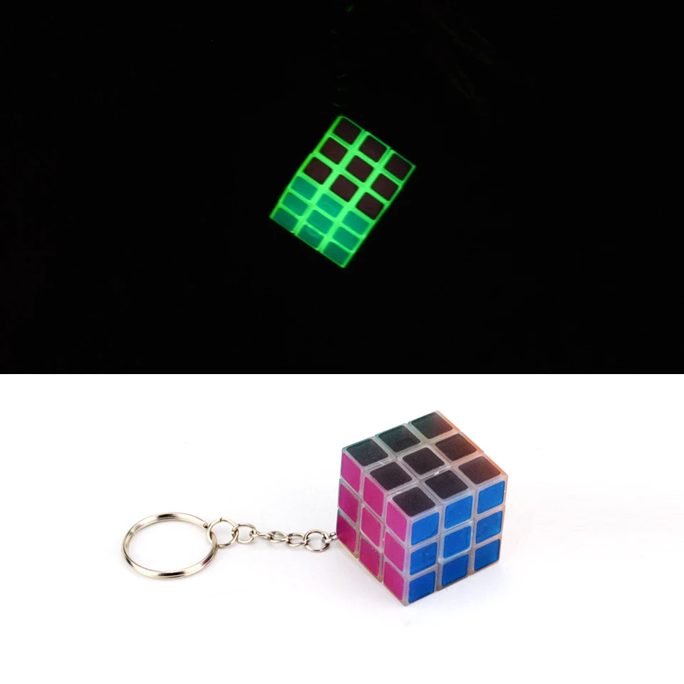 Новый мини брелок 3x3x3 magic squaer Cube зеленый светильник Прозрачный светящийся