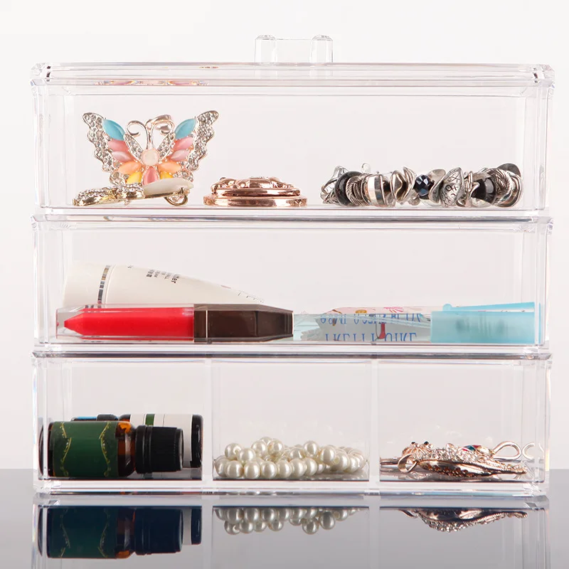transparent Acrylic Organizer Holder Cotton swab box Makeup Organizer Drawersdesktop Organizer Jewelry Case for Cosmetics