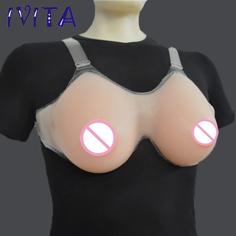 1400g/Pair Beige Crossdress Fake Breast Silicone Breast Forms For Men False Breast Fake Boobs With Straps Soft