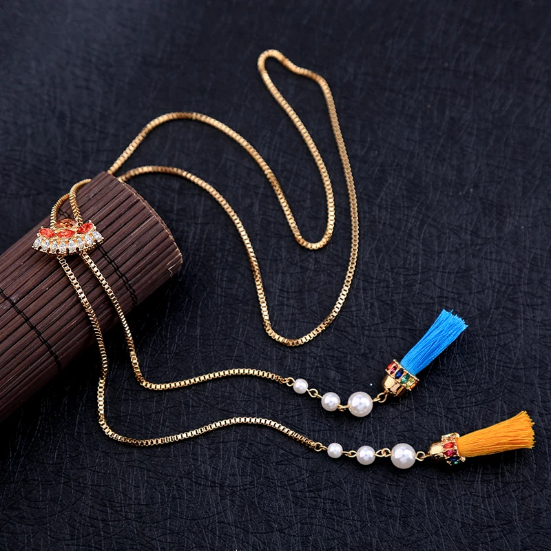 Ethnic Colorful Women Adjustable Chain Long Necklaces 2019 Aliexpress Fashion Tassel Pendant Necklace Bohemian Jewelry | Украшения и