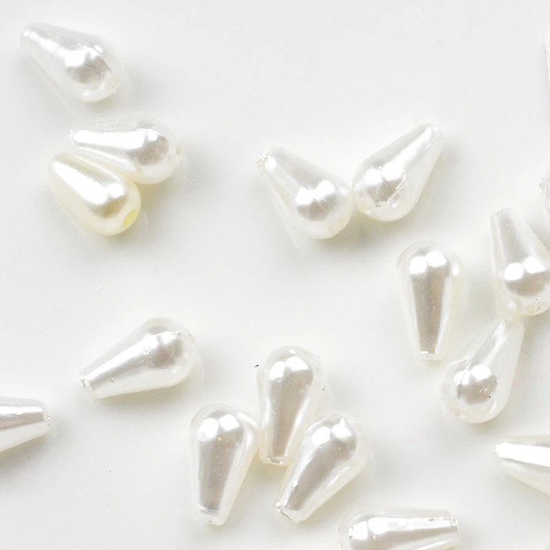 

FLTMRH 12*6mm 103pcs ABS Double Hole Tear Drop Beads Imitation Pearls Beads For Jewelry Making Indian Beads