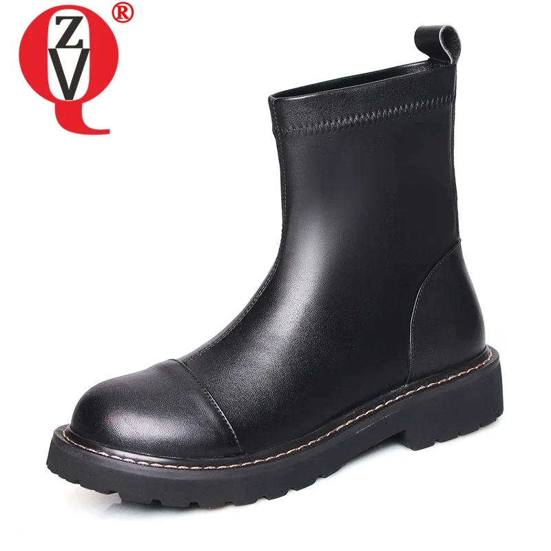 

ZVQ punk woman ankle boots fashion sequins motorcycle booties 2019 new casual date middle heel shoes plus size 34-42