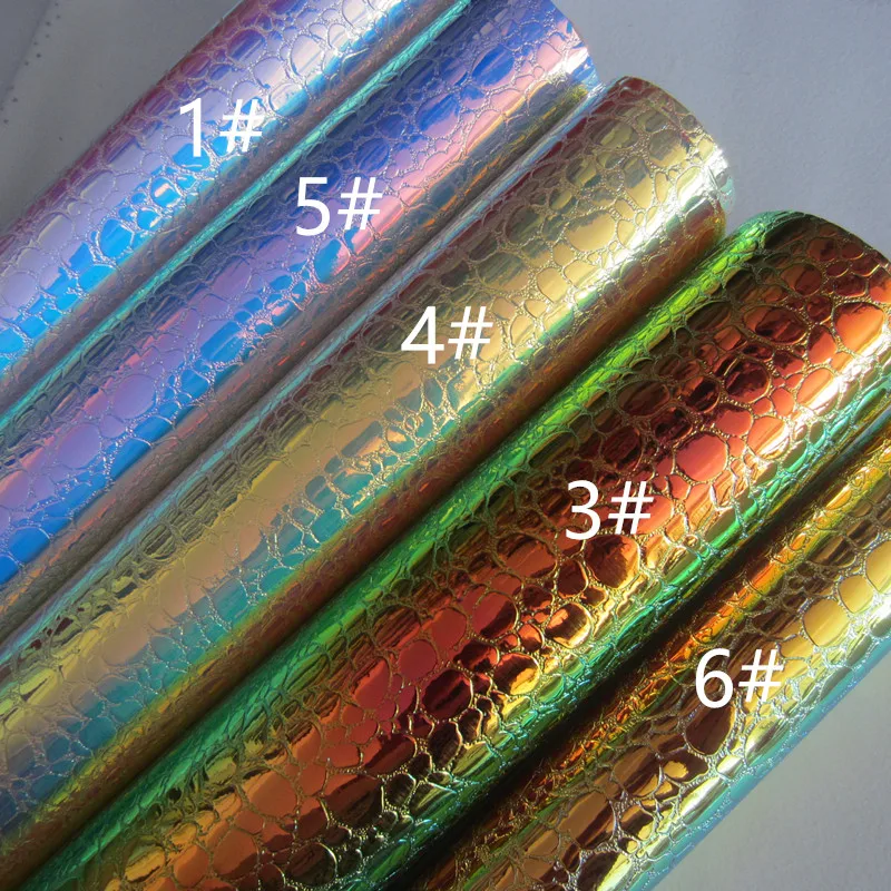 

30 x 134cm Iridescent Holographic Big Stone Textured Faux Leather synthetic PU leather fabric for bags bows boxes material BH067