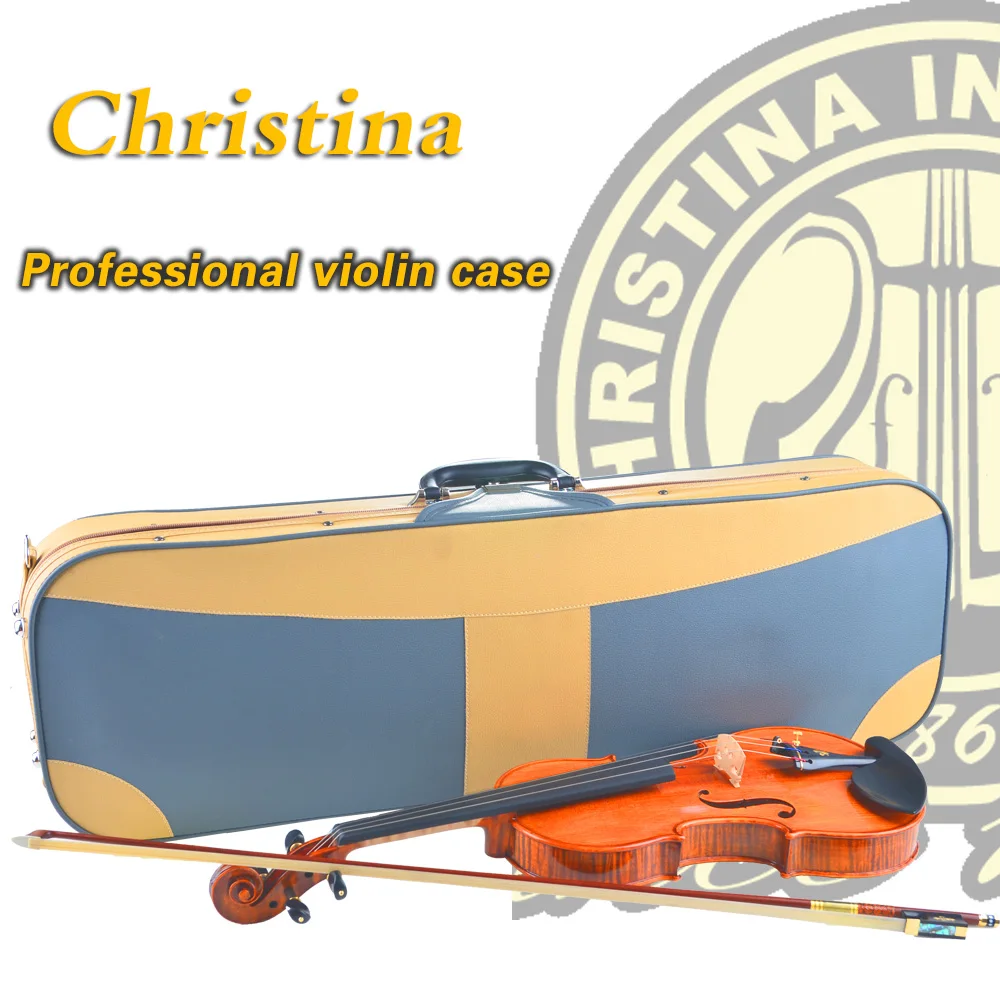 

High Quality Italy Christina violin case,hygrometer waterproof case for wood violino 3/4,4/4,leather fiddle case accessories