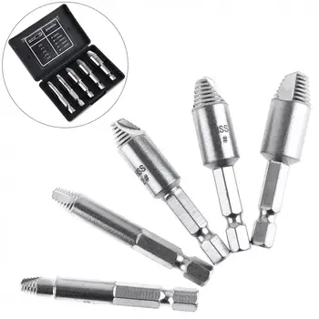 

TORO 5pcs Universal HSS 4241 Silver Strip Breakage Screw Extractor Six Horns with Threaded Type Screw Tool Suitable for Home