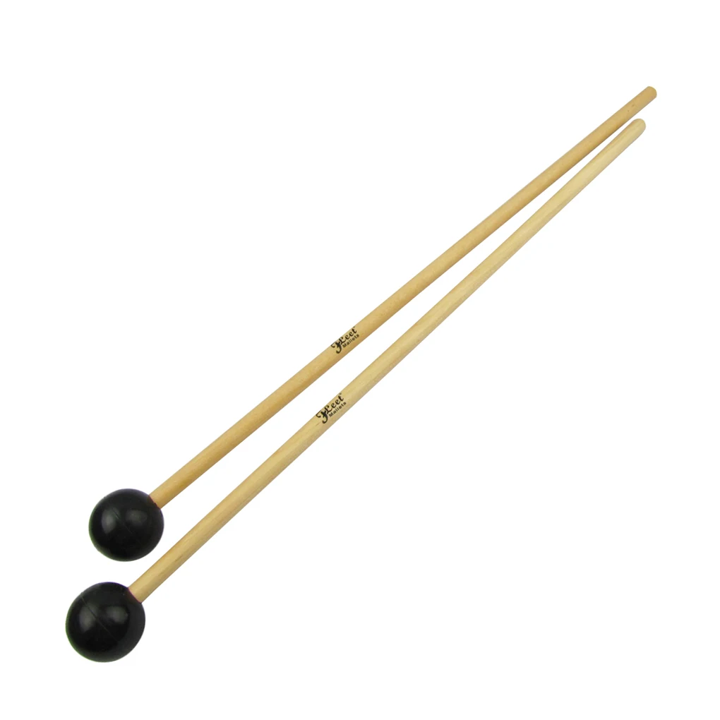 FLEET 1 Pair Glockenspiel Xylophone Bells Mallets Sticks XM1 -Black Rubber Head Maple Wood Handle for Warm Sound |