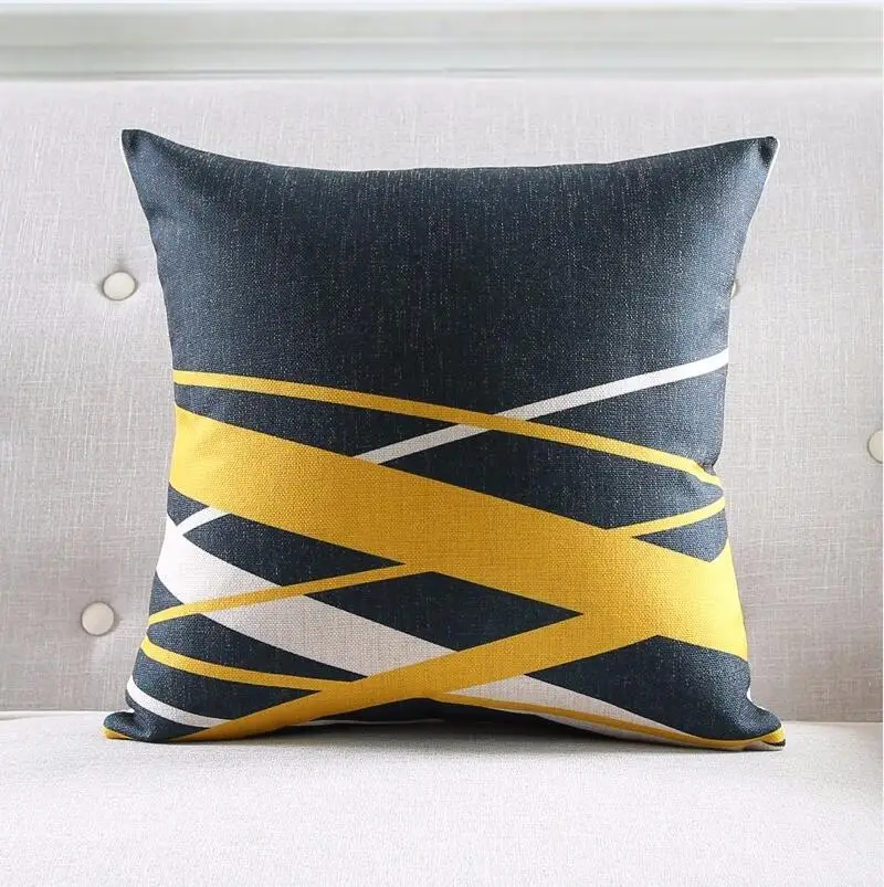 Желтое геометрическое декоративное хлопковое белье Чехол для подушки серая сетка с принтом дивана подушка для автомобильного кресла домашний декор наволочка - Цвет: a6