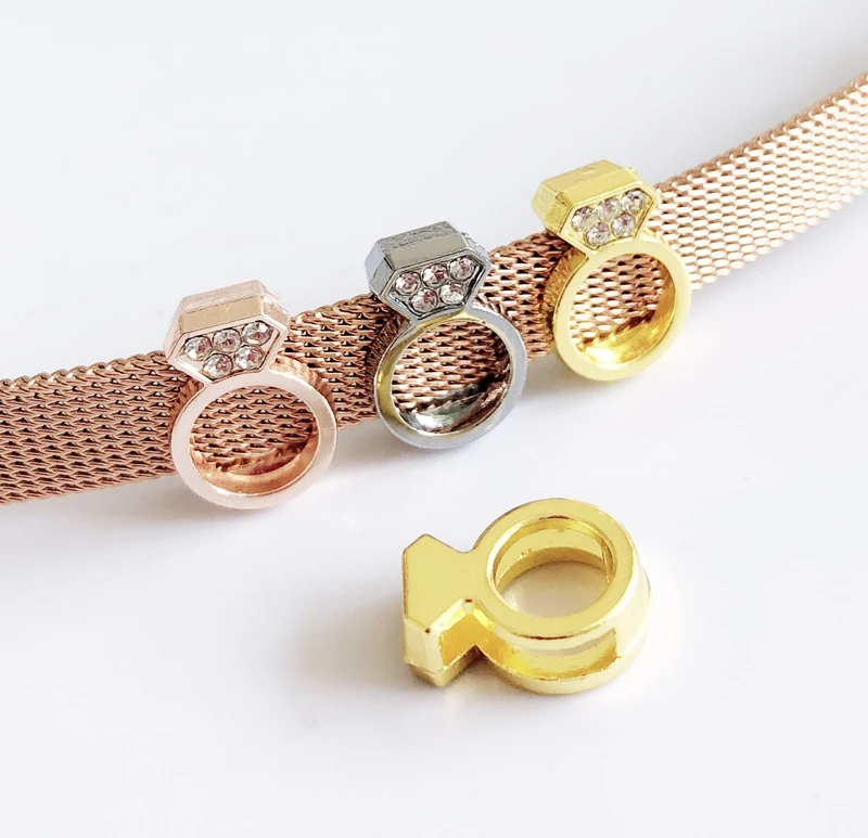 

Free Shipping, 10PCS 8MM Mixed color Ring Slide Charms DIY Accessory Fit 8mm Wristband Belts