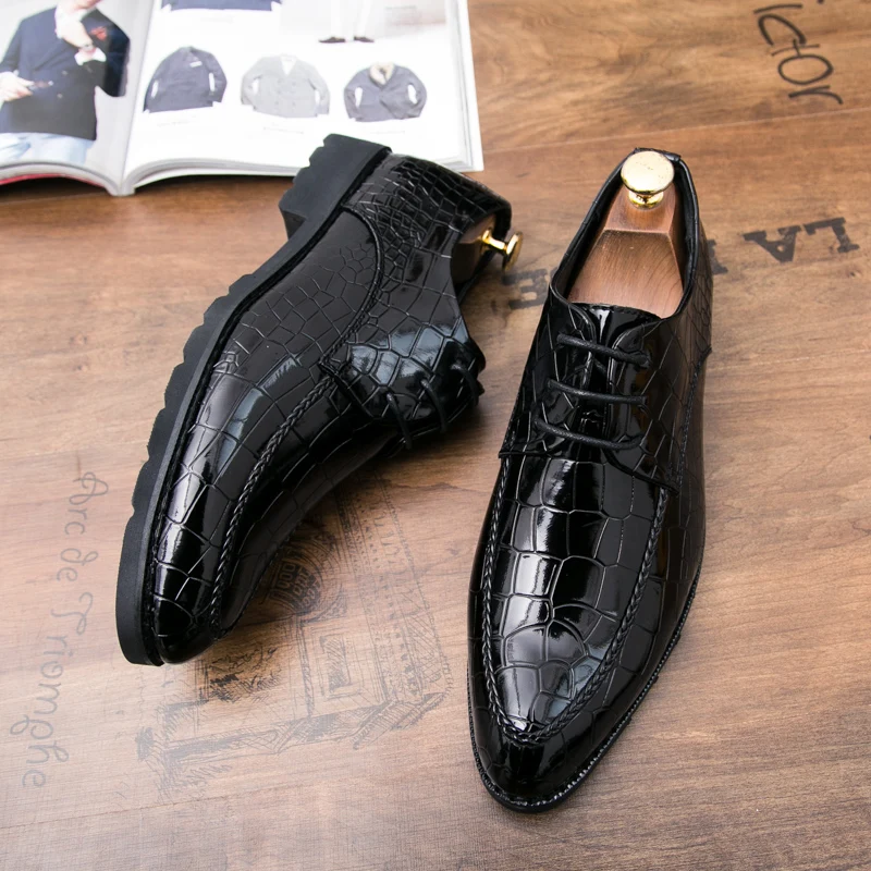 snake skin patent leather formal luxury italian brand glossy dress party cool designer male footwear brogue oxford shoes for men (26)