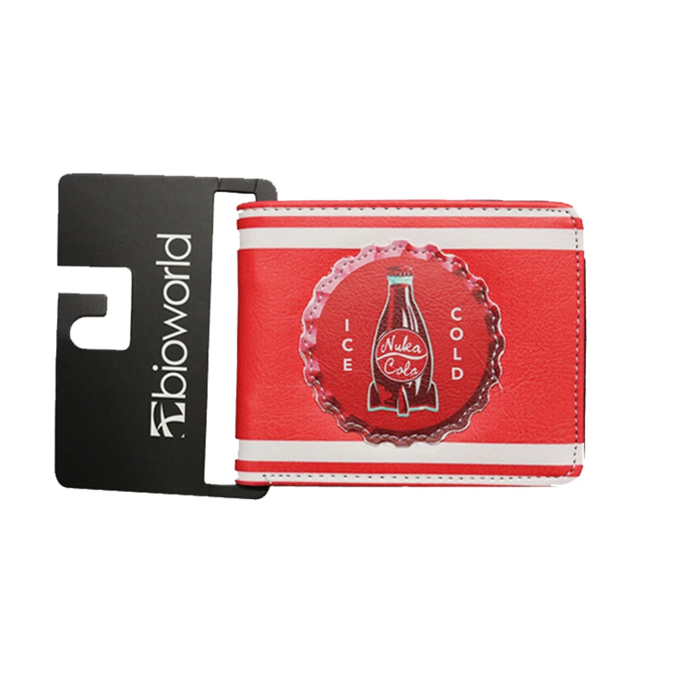 

Red Fallout Wallet 4.5 X 4 Inch, White Nuka-cola Wallet Bi-fold Game Themed Cartoon Printed Card Slot Zippered Gift For Gamer Pu