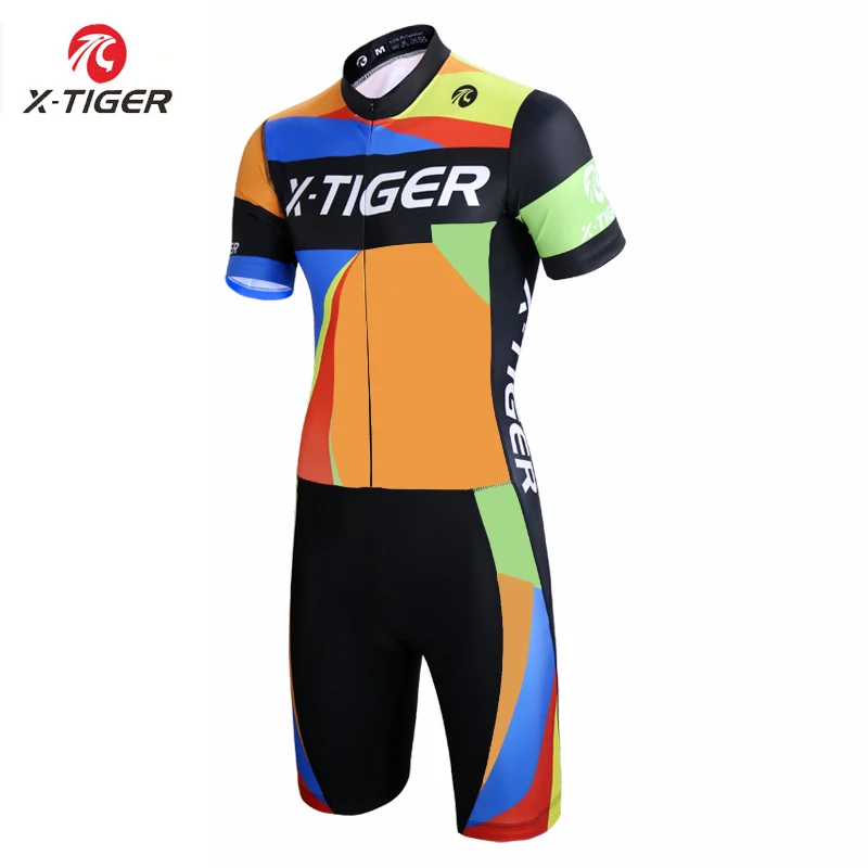 

X-Tiger Triathlon Cycling Jersey Quick-dry Cycling Skinsuit MTB Bike Jersey Ropa De Ciclismo Maillot Compression Sponge Padding