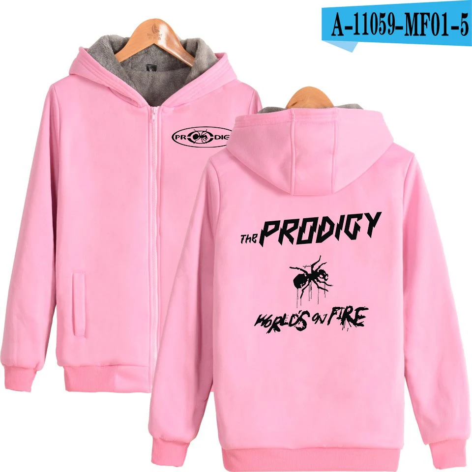 Модные зимние хип-хоп PRODIGY на молнии с Для мужчин Для женщин толстовки куртка с длинным рукавом из плотного флиса на молнии толстовки с капюшоном топы - Цвет: 5