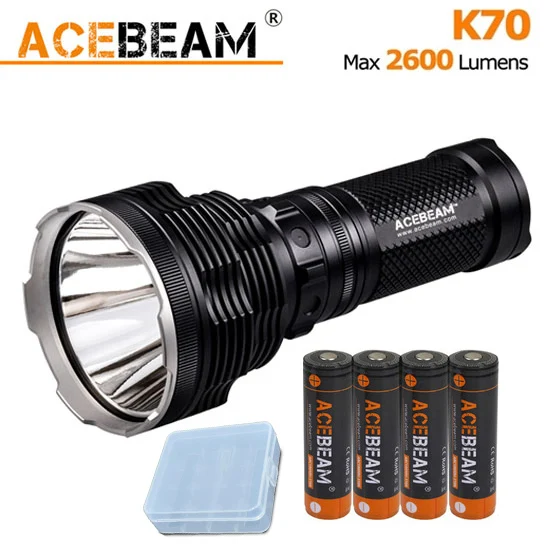 

ACEBEAM K70 Handheld Flashlight CREE XHP35 LED max 2600 lumens outdoor torch 1300 meter for search rescue + 4*3100mAh battery