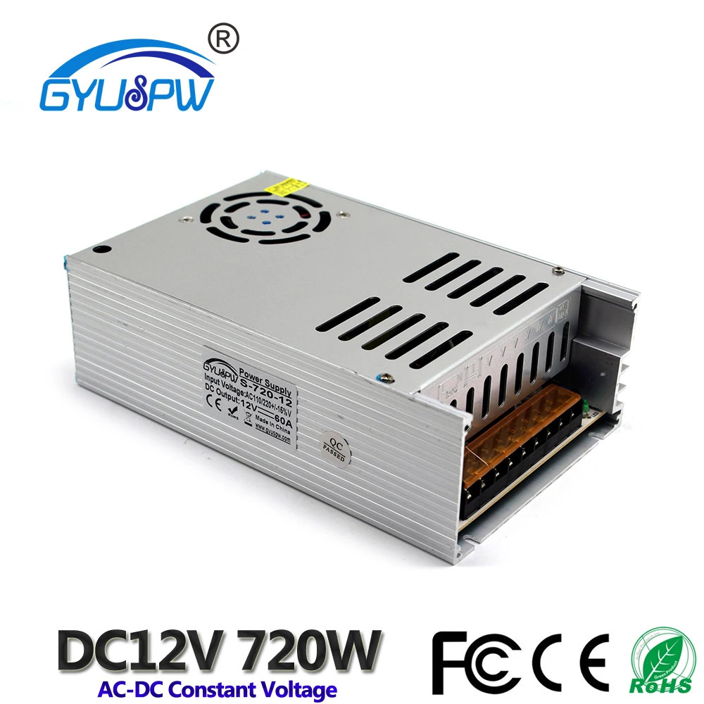 720W 12V 60A Triple Output Switching Power Supply for LED Strips Light