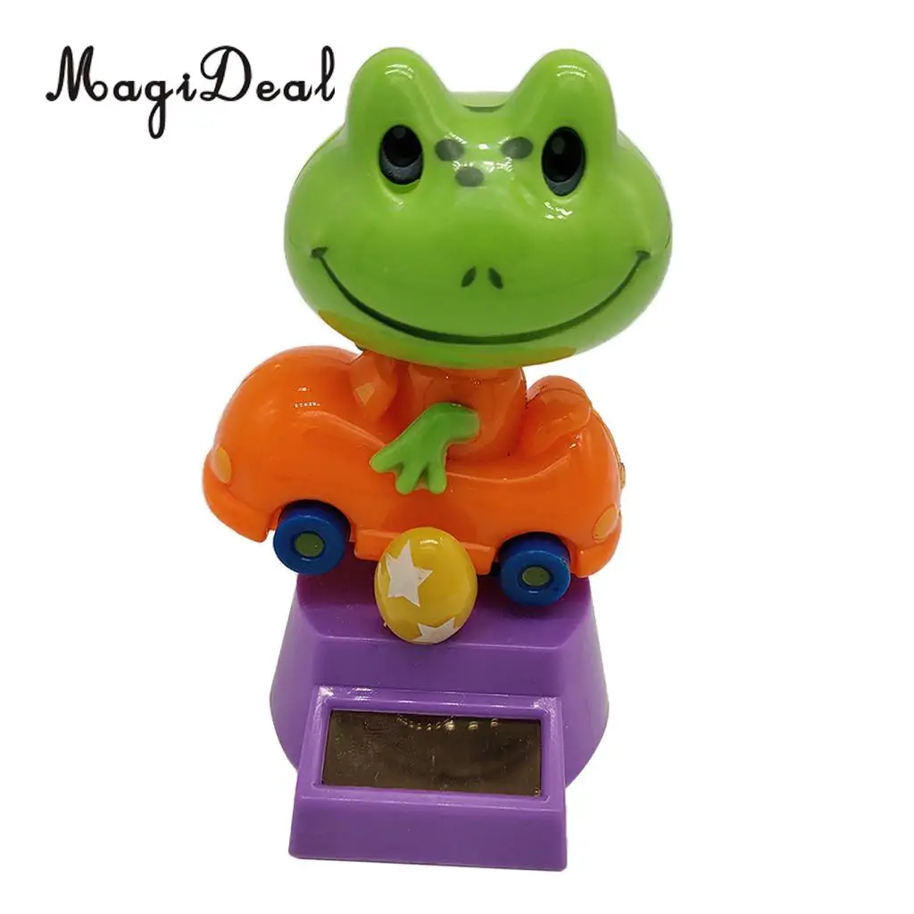 Cartoon Solar Powered Frog Driver Animal Figurine - Dancing Swing Model Kids Educational Toy Car Desk & Festival Decor