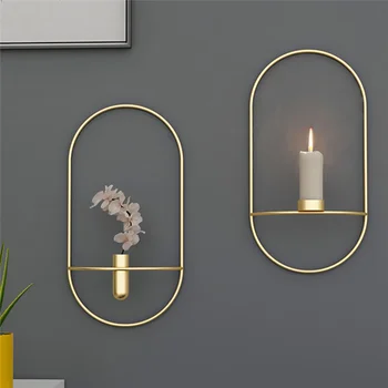 

Nordic Tealight Candlestick Metal Wall Flower Holder Modern Candle Holders Home Ornaments Elegant Wedding Christmas Decoration