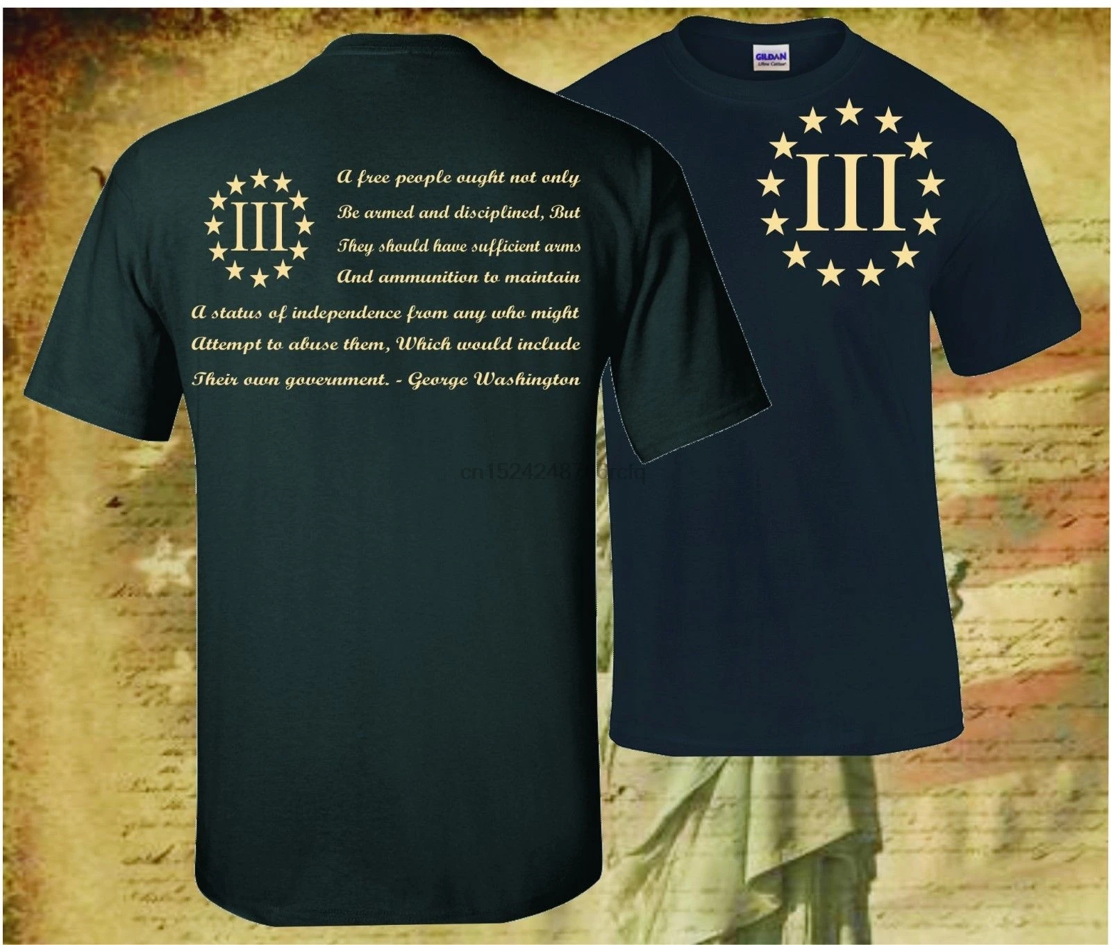 

THREE PERCENTER PATRIOT APPAREL USA T-SHIRT MOLON LABE 2ND AMENDMENT 3 PERCENT