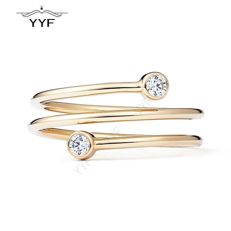 

TIFF 925 Silver Double-Layer Open-Loop Gold Ring Original 1:1 Charm Jewelry Suitable for Valentine's Day Gifts