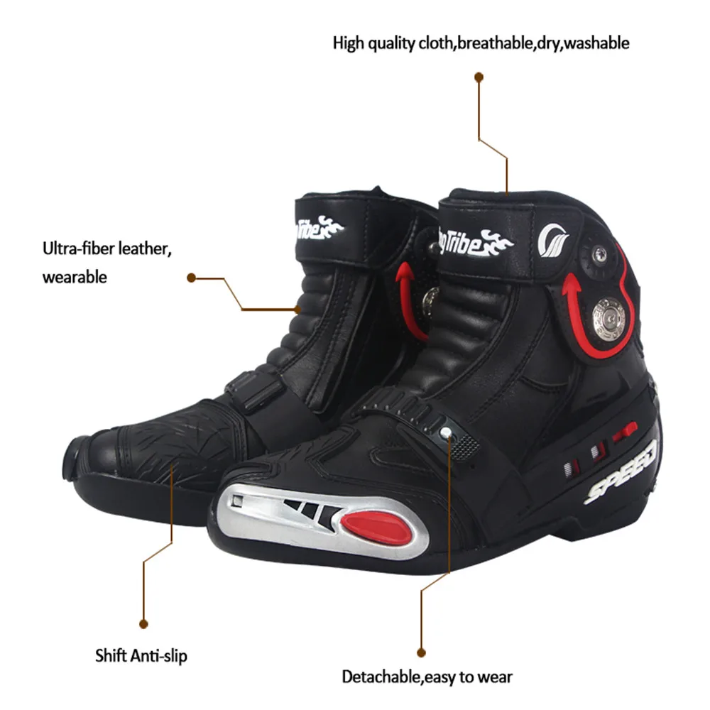 Мужская мотоциклетная обувь для верховой езды; ботинки для езды на мотоцикле; кожаные водонепроницаемые противоскользящие износостойкие ботинки; A009