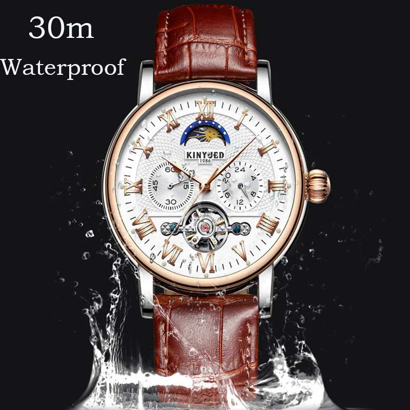 KINYUED القمر المرحلة رجالي التلقائي ساعات آلية للماء الهيكل العظمي توربيون ووتش الرجال رياضية سوداء Reloj Hombre دروبشيب KINYUED القمر المرحلة رجالي التلقائي ساعات آلية للماء الهيكل العظمي توربيون ووتش الرجال رياضية سوداء Reloj Hombre دروبشيب
