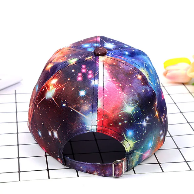 2018 New Women’s Starry Sky Printing Polyester Baseball Cap Summer Sun Hat Snapback Hip Hop Caps Cool Star Party Dance Hats