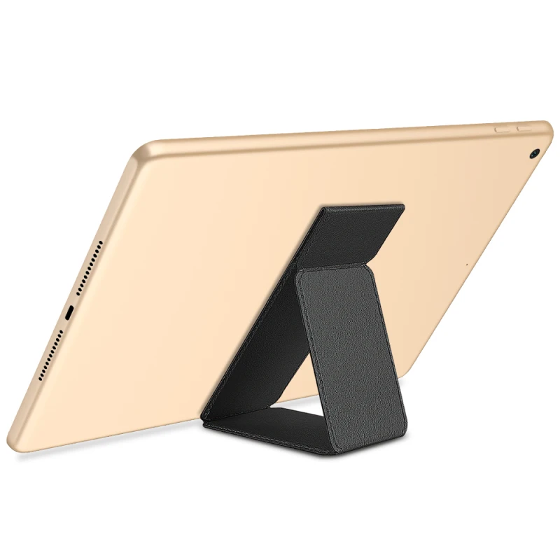 Подставка универсальная для планшета для iPad держатель Поддержка Портативный PU Kickstand сложенный ремешок для Android samsung Tab Grip настольная регулировка - Цвет: Черный