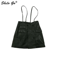 Уличная кожаная юбка женские двубортные юбки с высокой талией из овечьей кожи прямые юбки женские короткие юбки