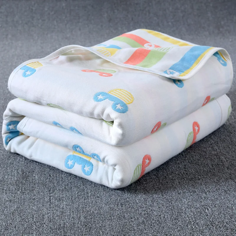 Муслиновые одеяла для детей, 6 слоев, марля, хлопок, мягкое одеяло, для новорожденных, Пеленальное полотенце, детское банное полотенце, 110*110 см - Цвет: MOUSE A
