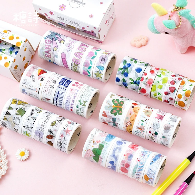 5 рулонов/партия креативные милые васи ленты Набор японских бумажных наклеек DIY клейкая лента для скрапбукинга школьные канцелярские принадлежности девушка подарок