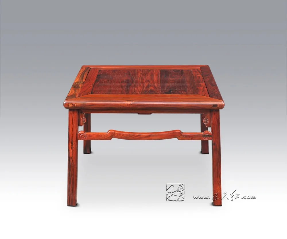 Square Table with Cloud Scroll Patterns Home Dining Furniture Living Room Leisure and Entertainment Solid Rose Wood Outdoor Desk