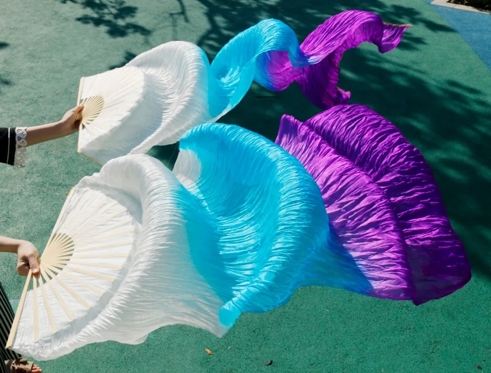 2017 female high quality Pasang perut 100% sutra FAN kerudung merah muda untuk ungu menjadi biru royal white + turqoise+ purple 2017 female high quality Pasang perut 100% sutra FAN kerudung merah muda untuk ungu menjadi biru royal white + turqoise+ purple