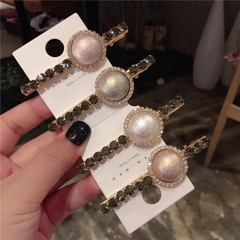 Корея Винтаж Имитация жемчужной бусины заколки для волос женские блестящие хрустальные стразы заколки для волос, волосы инструменты для укладки