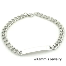 Мужчины ID посеребрение браслет заготовки, 316l 21,5 см* 5,5 мм нержавеющая сталь engrave logo европейский ювелирные изделия KB720