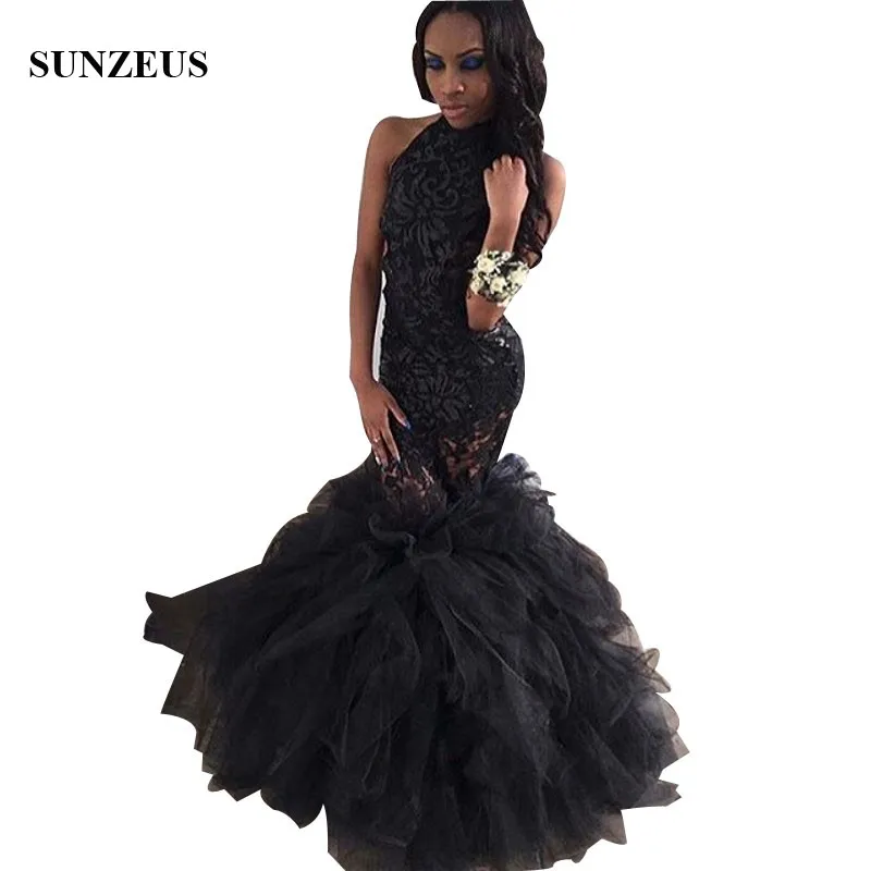 Black Mermaid Prom Dress Lace Lange Partij Jassen Met Tule Rok Afrikaanse Meisjes Sexy Backless Avondjurken Prom vestidos de gala Black Mermaid Prom Dress Lace Lange Partij Jassen Met Tule Rok Afrikaanse Meisjes Sexy Backless Avondjurken Prom vestidos de gala