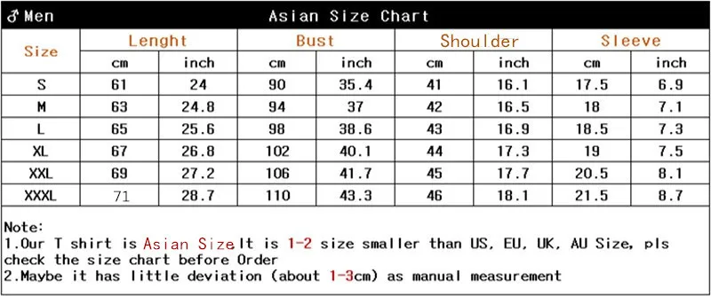 琪霖 男款尺码表