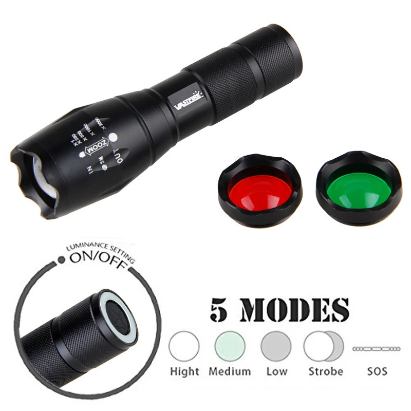 VastFire 3 Light color 350 Lumens Zoomable Focus LED Tactical Flashlight Hunt Torch | Лампы и освещение